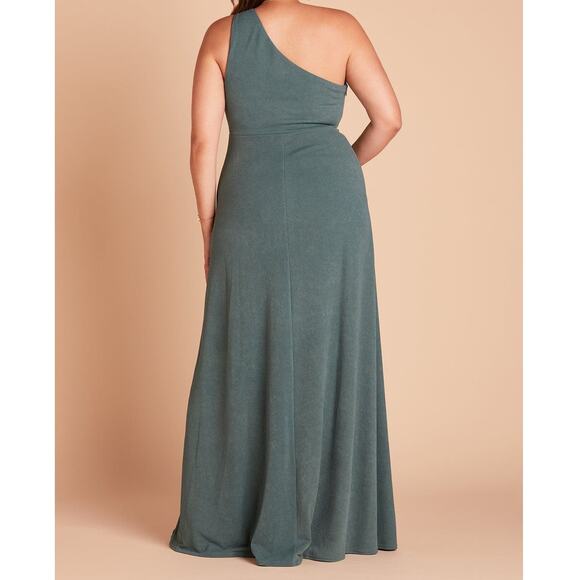 BIRDY GREY 1X Plus Green Sea Glass One-Shoulder Crepe Kira Maxi Dress 0b15 flaw - Picture 2 of 11